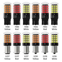 2pcs 1156 P21W BA15S PY21W BAU15S 1157 BAY15D P21/5W 7440 W21W 7443 2835 54SMD LED Bulb 12V Turn Signal Light Brake Reverse Lamp
