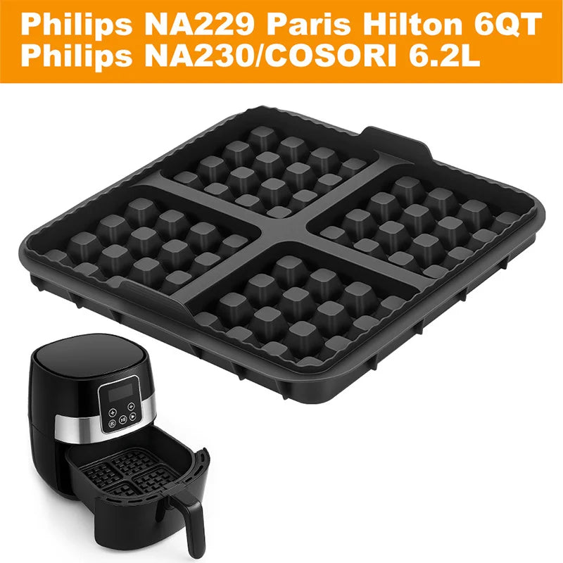Air Fryer Silicone Biscuit Mold Set Square Waffle Model Non-stick Baking Tray Compatible For Pancakes Baking Accessories