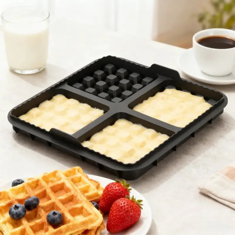 Air Fryer Silicone Biscuit Mold Set Square Waffle Model Non-stick Baking Tray Compatible For Pancakes Baking Accessories