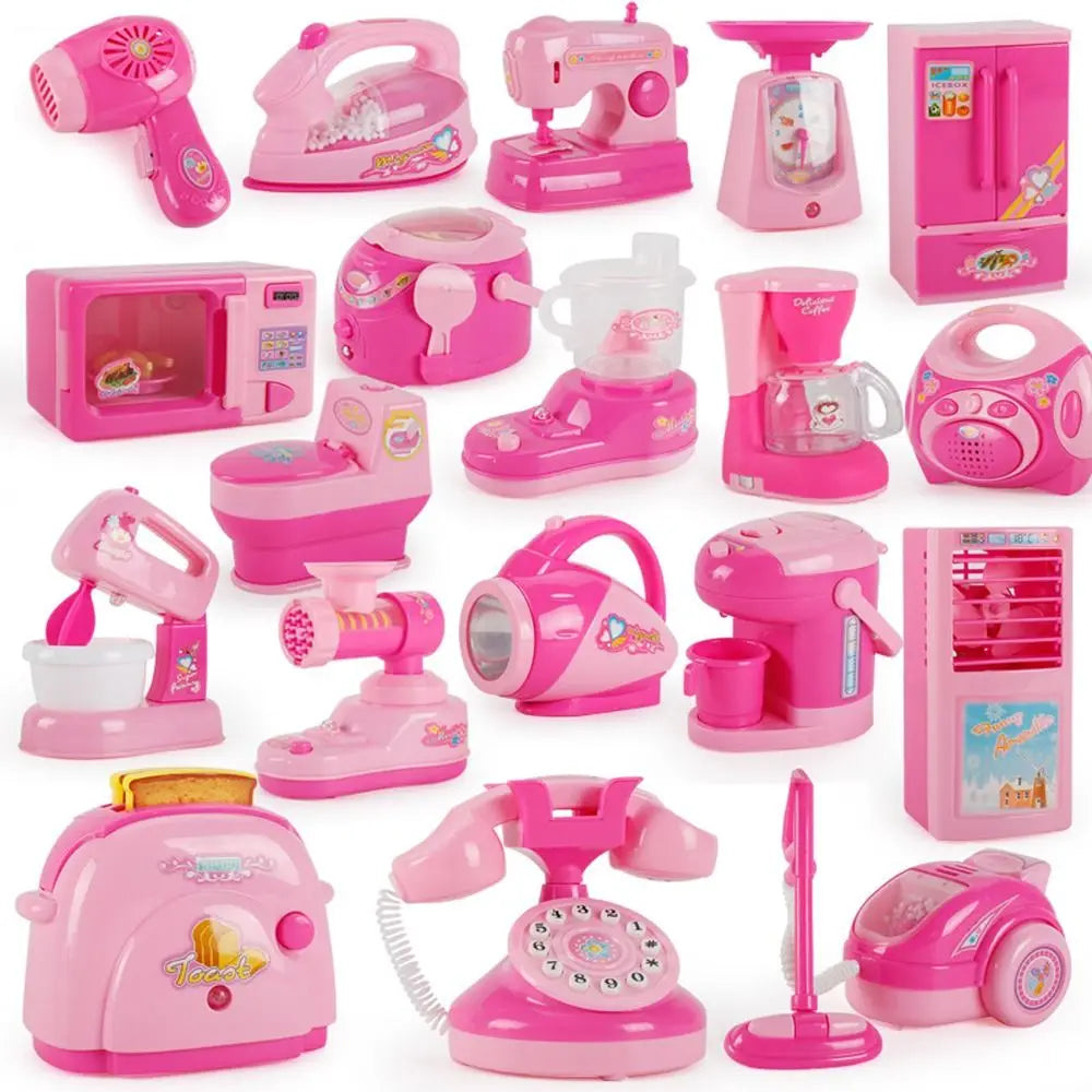 Coffee Machine Household Appliances Toys Toaster Blender Cooking Pretend Play Set Sweeper Vacuum Cleaner Kitchen Toys Boy Girl