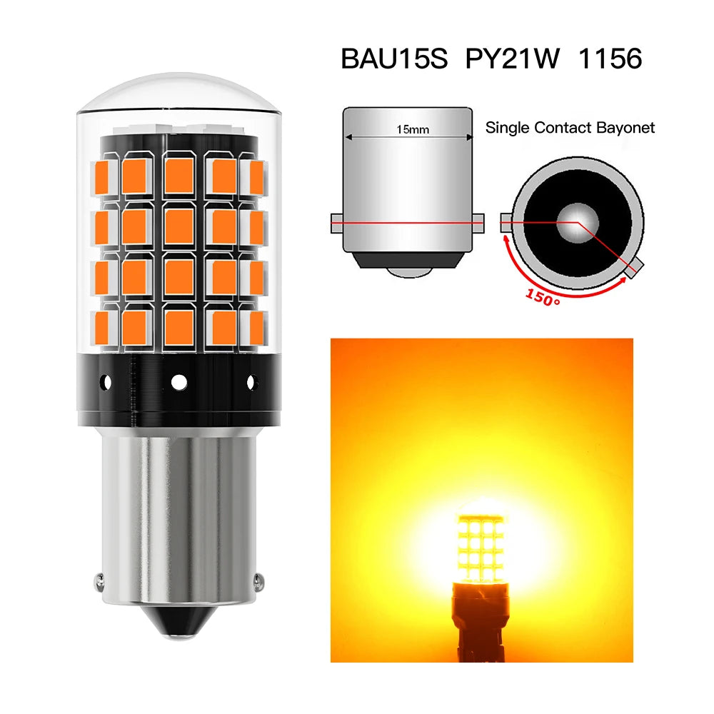 2pcs 1156 P21W BA15S PY21W BAU15S 1157 BAY15D P21/5W 7440 W21W 7443 2835 54SMD LED Bulb 12V Turn Signal Light Brake Reverse Lamp