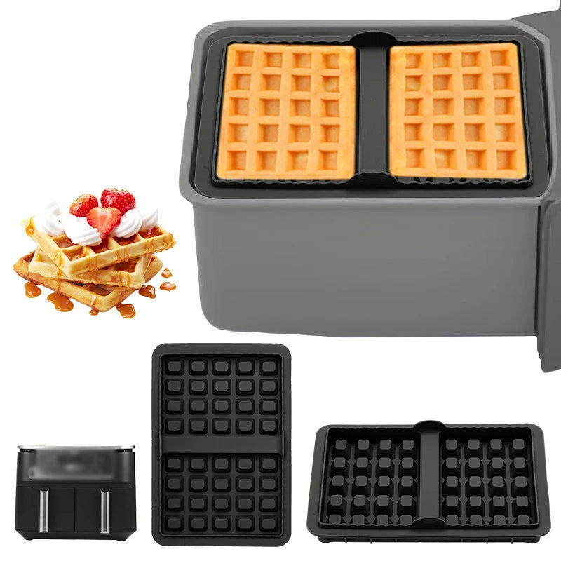 Air Fryer Silicone Biscuit Mold Set Square Waffle Model Non-stick Baking Tray Compatible For Pancakes Baking Accessories