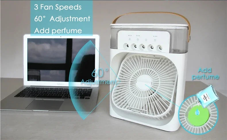 Modern Home Small Air Cooler 3 Speed Fan Air Conditioner Portable Humidifier Fan Portable LED Night Lights for Office