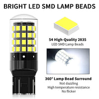 2pcs 1156 P21W BA15S PY21W BAU15S 1157 BAY15D P21/5W 7440 W21W 7443 2835 54SMD LED Bulb 12V Turn Signal Light Brake Reverse Lamp