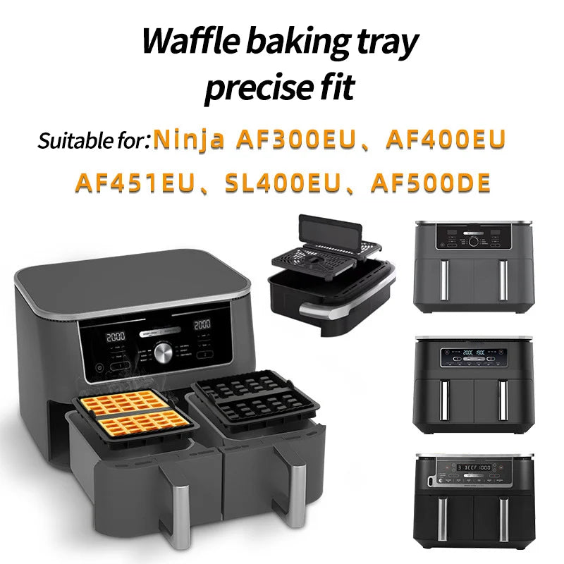 Air Fryer Silicone Biscuit Mold Set Square Waffle Model Non-stick Baking Tray Compatible For Pancakes Baking Accessories