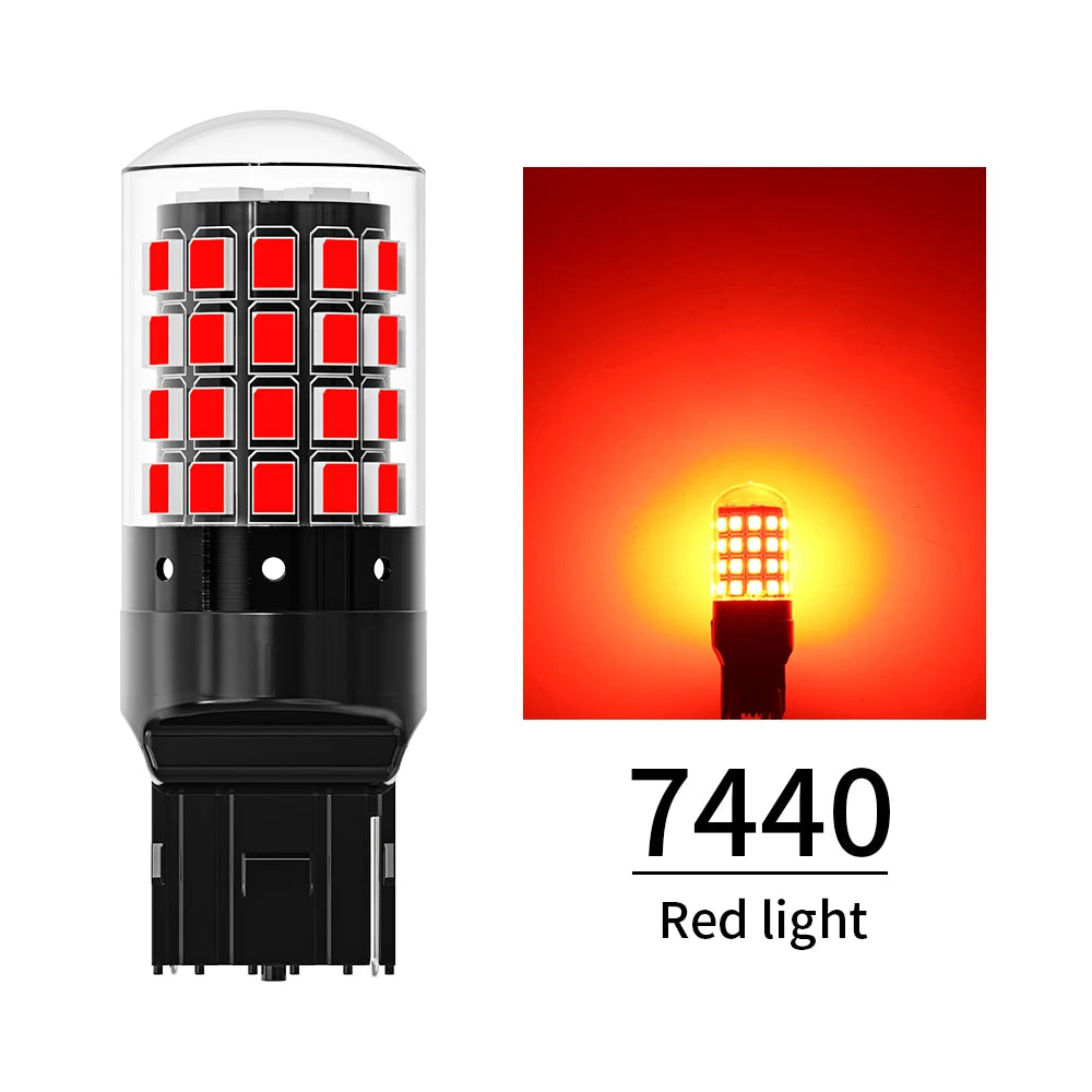 2pcs 1156 P21W BA15S PY21W BAU15S 1157 BAY15D P21/5W 7440 W21W 7443 2835 54SMD LED Bulb 12V Turn Signal Light Brake Reverse Lamp