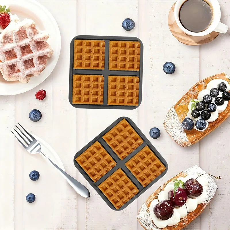 Air Fryer Silicone Biscuit Mold Set Square Waffle Model Non-stick Baking Tray Compatible For Pancakes Baking Accessories