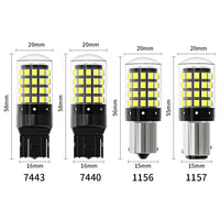 2pcs 1156 P21W BA15S PY21W BAU15S 1157 BAY15D P21/5W 7440 W21W 7443 2835 54SMD LED Bulb 12V Turn Signal Light Brake Reverse Lamp